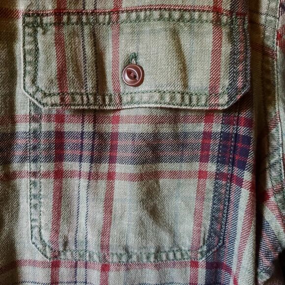 Gap Mens XL Green Twill Plaid Button Down Long Sleeve Cotton Comfort Outdoor - Picture 3 of 12